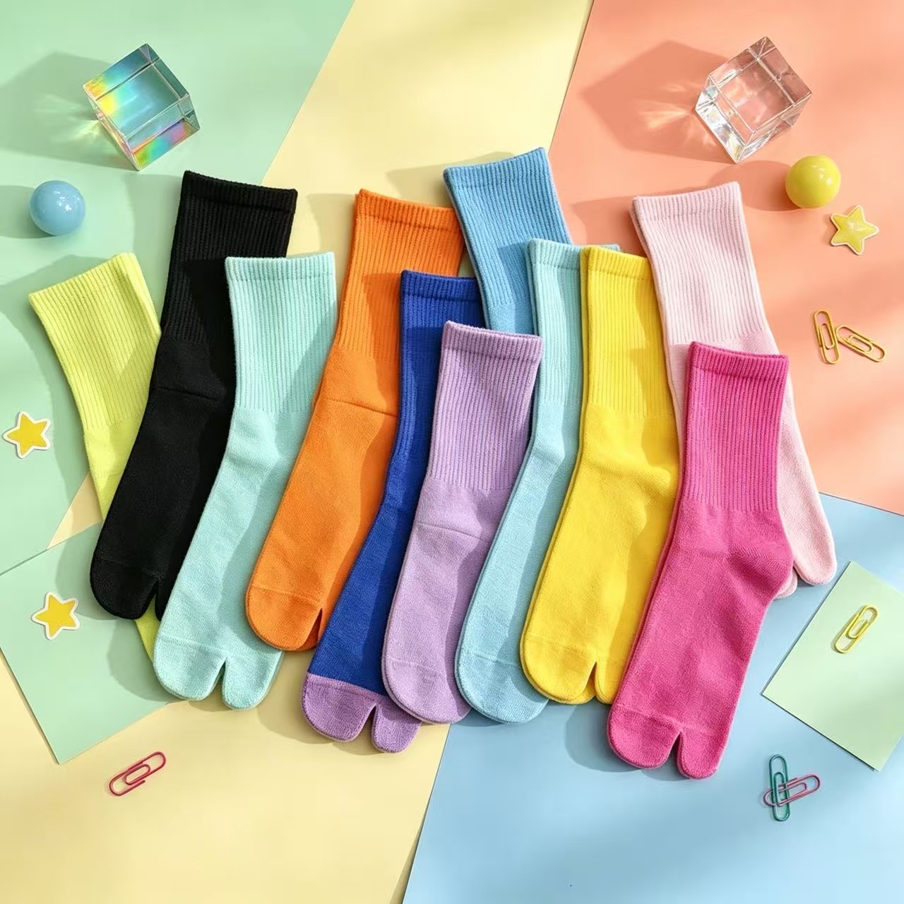 Candy Color Mid-Calf Tabi Sock - Toe Sock Split ulasan dan harga
